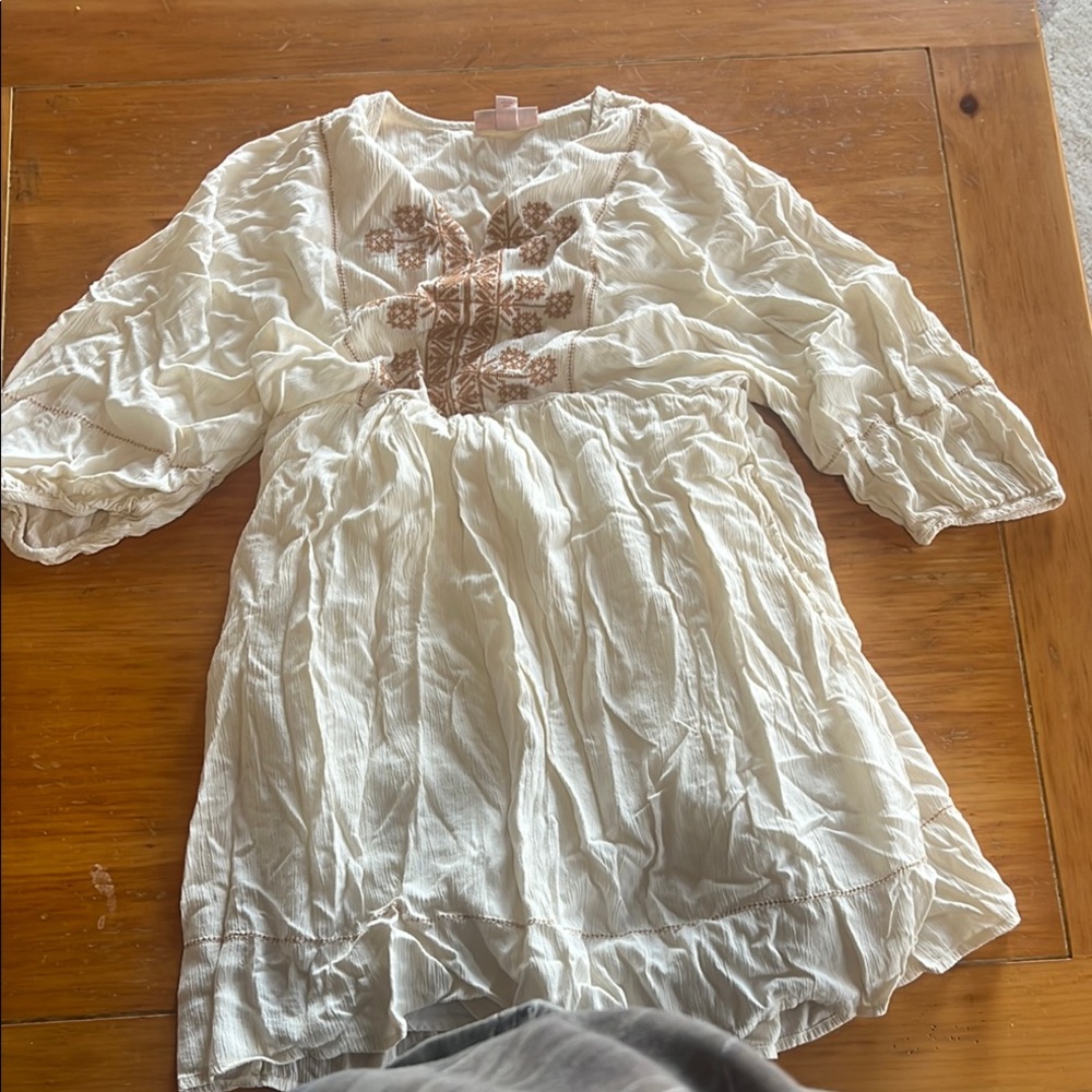 Bohemian White Embroidered Dress